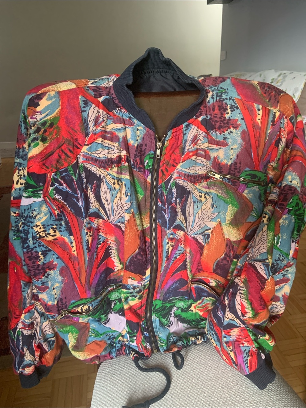 Urge Multicolor Tropical Print Bomber Jacket